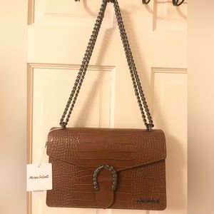 Brown Crocodile Embossed Women Bag